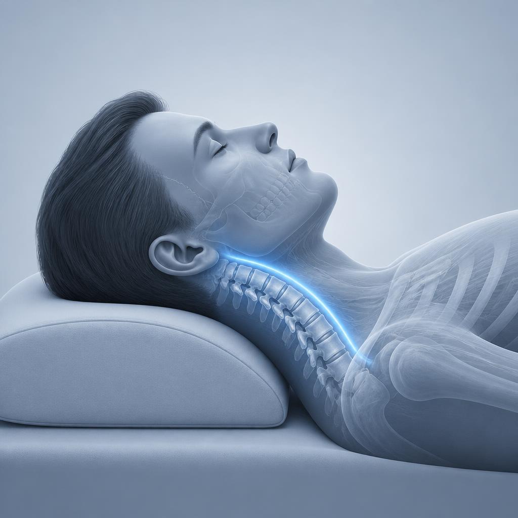 Neutral cervical alignment while sleeping on the Verticove pillow